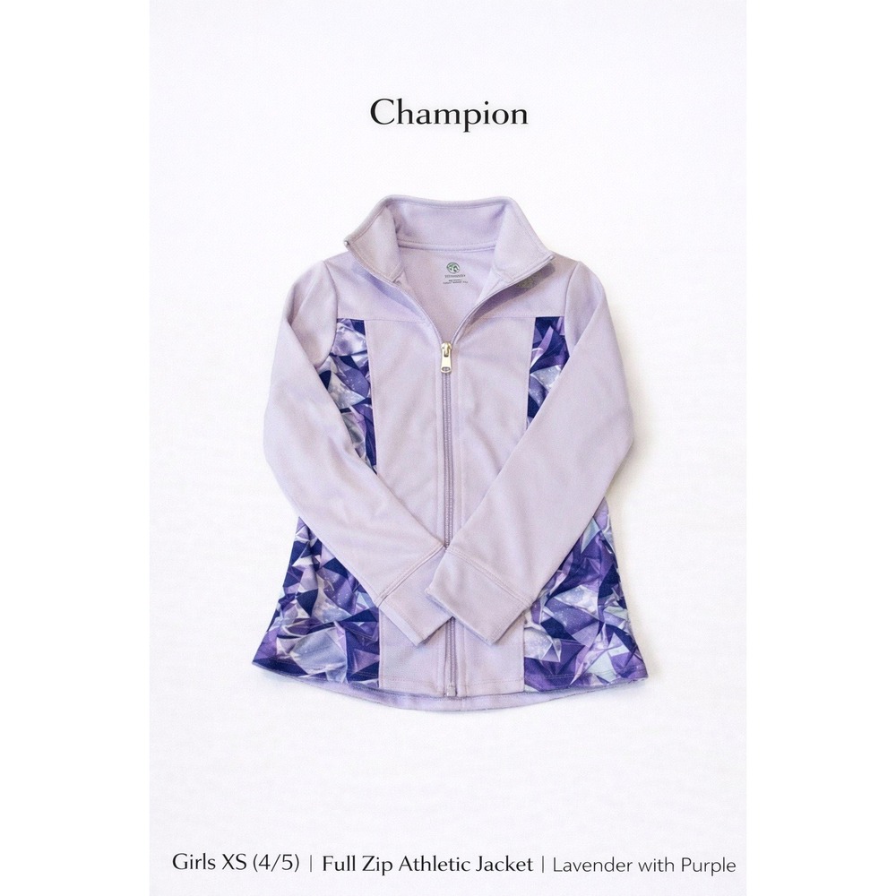Champion‎ Girls XS 4/5 Full Zip Athletic Jacket Lavender Purple Geometric Print